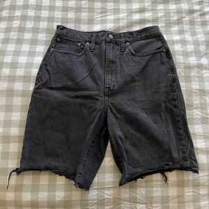 Madewell High Rise Long Jean Shorts in black